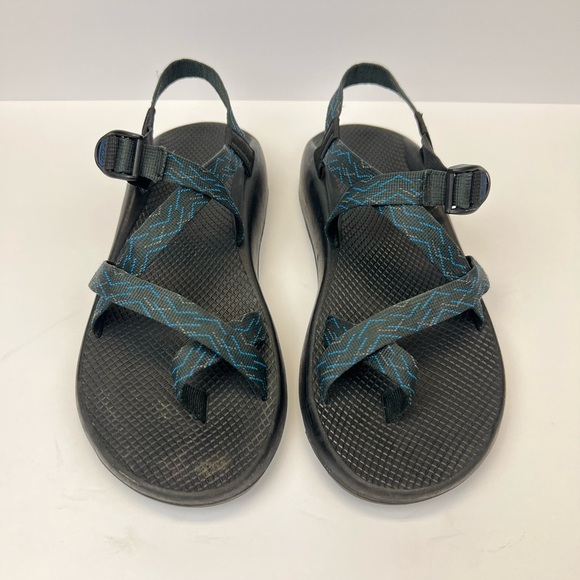 Chaco Z/2 Adjustable Strap Classic Sandals Men’s 13M Black Blue Toe Loop Hiking - Picture 1 of 9